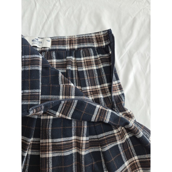 HOLLISTER Y2K Pleated Plaid Preppy 90's Academia Ultra High Rise Mini Skirt Sz L - Picture 5 of 11
